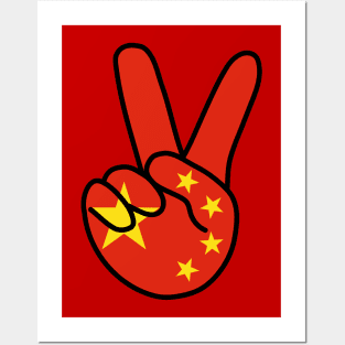 China Flag V Sign Posters and Art